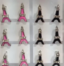 Boucles d'oreille Tour Eiffel strass et couleur