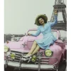 Carte postale Tour Eiffel et voiture rose