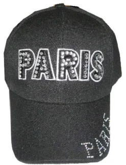 Casquette Paris Strass Noire