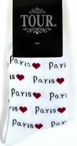 Chaussettes Paris coeur blanc