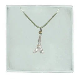 Collier Tour Eiffel strass doré