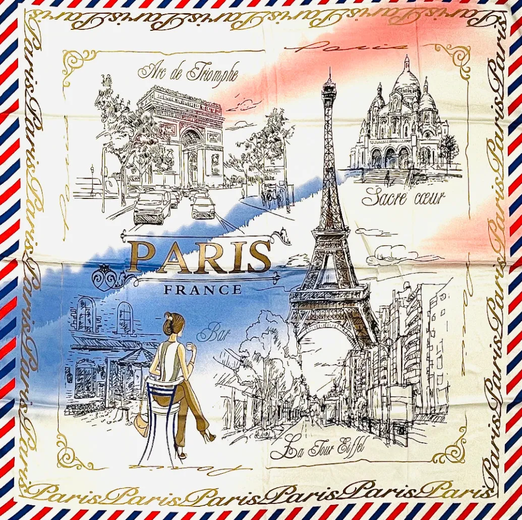 Foulard Paris France la vie en Rose tricolore