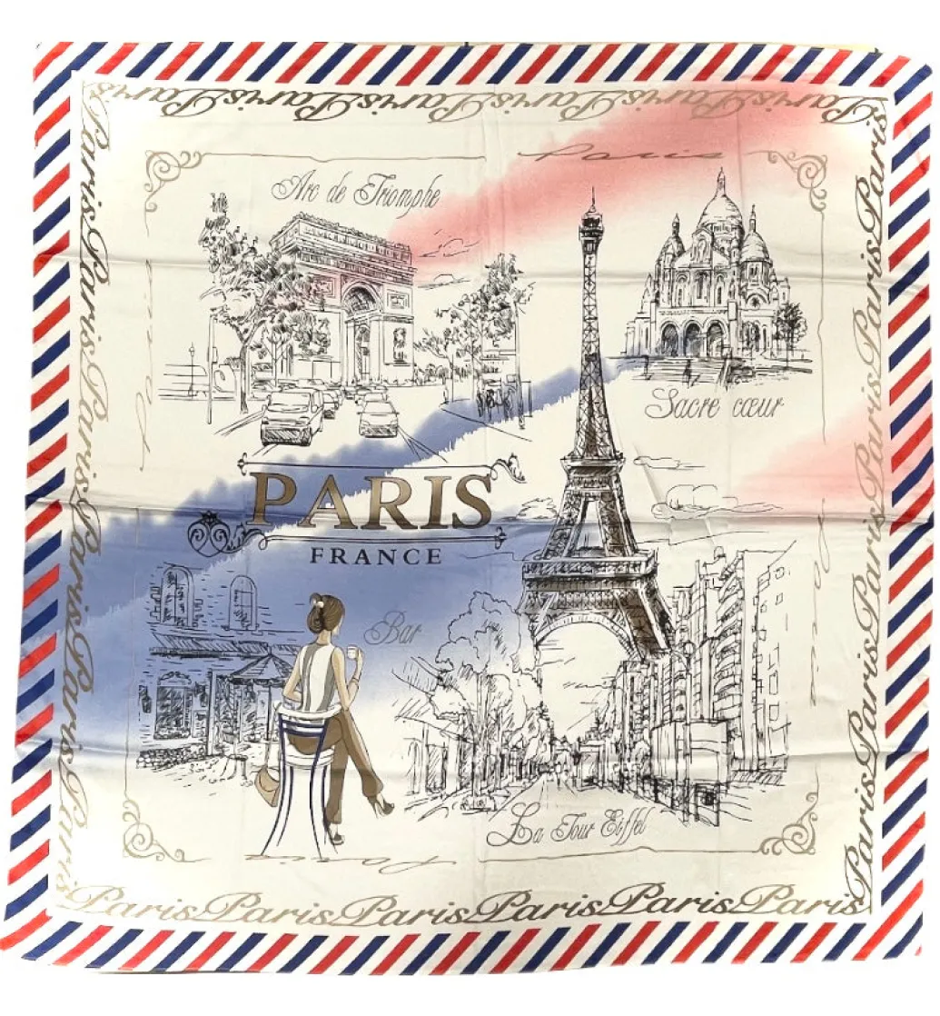 Foulard Paris France la vie en Rose tricolore