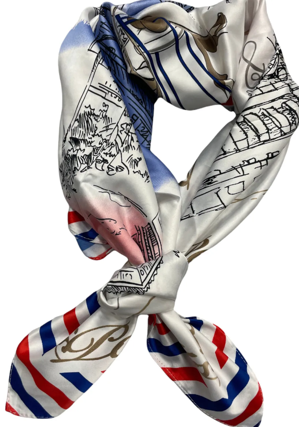 Foulard Paris France la vie en Rose tricolore
