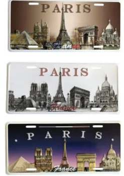 3 Grande plaques métal souvenirs de Paris monuments en reliefs