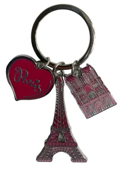 Porte clés Tour Eiffel Notre Dame de Paris rose