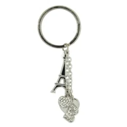 Porte-clés coeur strass & lettres alphabetiques