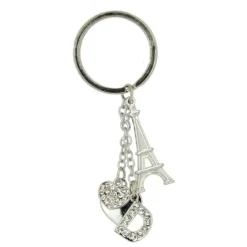 Porte-clés coeur strass & lettres alphabetiques