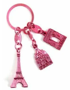 Porte-clés monuments de Paris rose