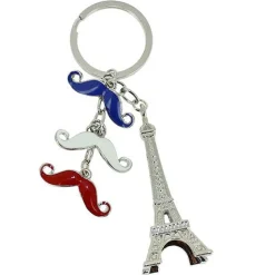 Porte-clés Tour Eiffel moustaches bleu blanc rouge