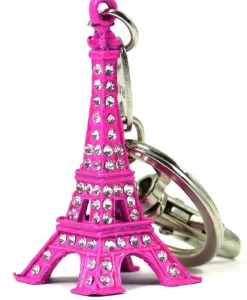 Porte-clés Tour Eiffel strass fluo