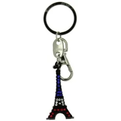 Porte-clés Tour Eiffel strass tricolore
