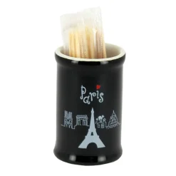 Pot à cure-dents noir Paris (intérieur blanc)