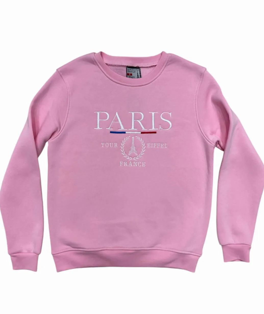 Sweat-Shirt Paris Tour Eiffel Rose