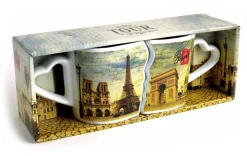 Tasse souvenir de Paris duo 4 monuments de Paris vintage