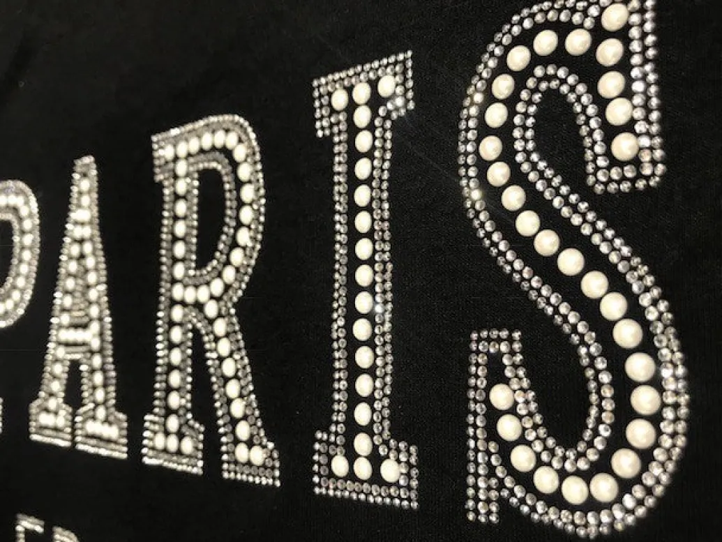 Tee shirt Femme Paris strass et perles