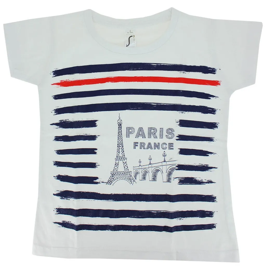 Tee shirt Paris France Tour Eiffel Tricolore