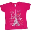 Tee shirt Tour Eiffel coeur Paris fuschia