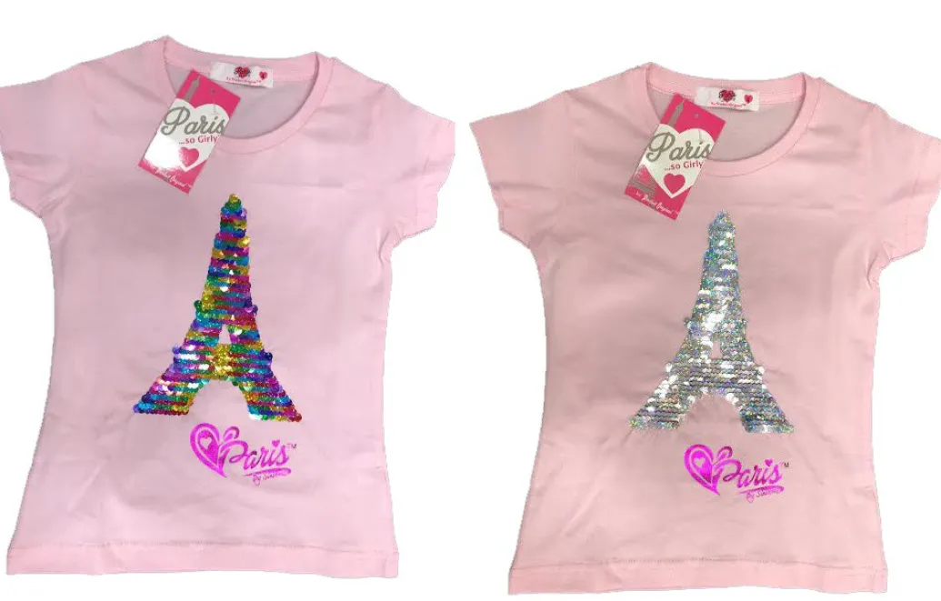 Tee shirt Tour Eiffel paillettes réversibles 2 couleurs