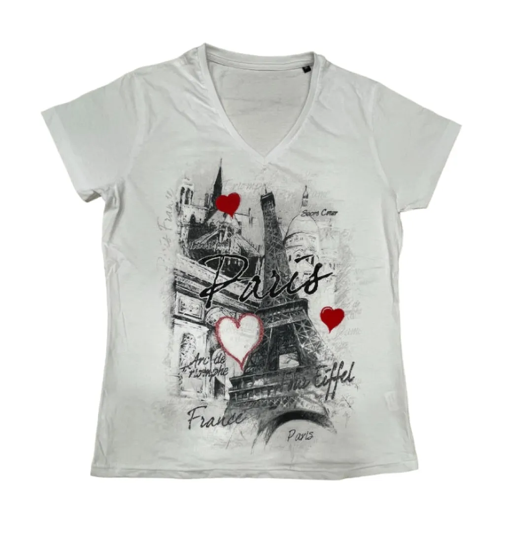 Tee shirt Tour Eiffel Paris Cล“ur col V