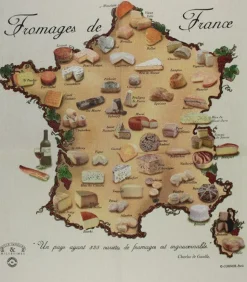Torchon carte de France des fromages