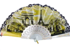 Éventail souvenir de Paris blanc - beige